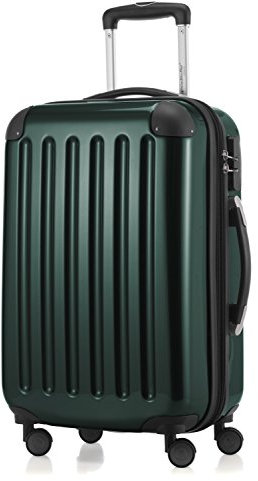 HAUPTSTADTKOFFER Alex - Handgepäck, 55 x 38 x 23 cm, TSA, 4 Rollen, 42 Liter, Reisekoffer, Hartschalenkoffer, Rollkoffer, Bordgepäck Koffer, erweiterbar, Waldgrün