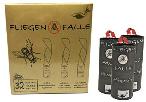 Mr. Insektenfrei - 32x Fliegenfalle - effektive, geruchlose Klebefalle mit speziell erprobten Leim und Signalfarbe