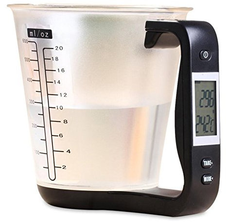 Verre doseur de cuisine, balance électronique, balance numérique à l'arrière, appareil de pesée, thermomètre avec écran LCD, tasse à mesurer, accessoires de cuisine