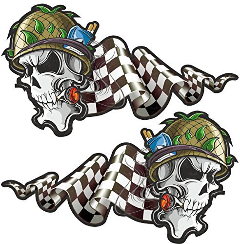cut-it folientechnik & design MG316 / 2X Aufkleber Skull Soldat je 9,5x5,5cm Vintage Retro Racing Old School Sticker Chopper Bobber Scrambler V2 Biker