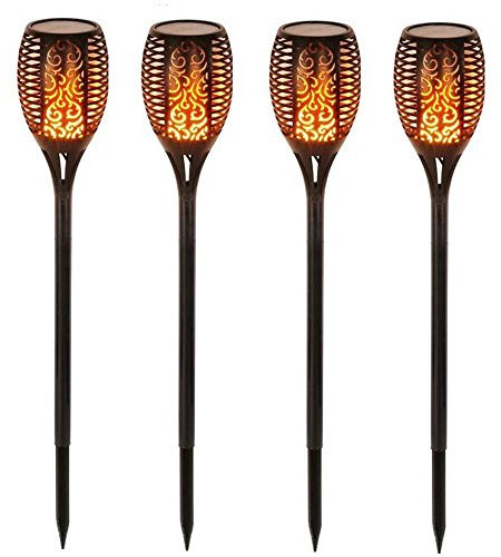 Green Blue GB156 Solar Gartenfackel mit Realistischen Flammen Garten Beleuchtung Licht Wasserdicht IP65 Flackern LED Flamme (4 Stück)