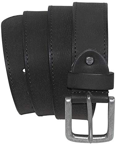 Harrys-Collection HC Herren Ledergürtel Büffelleder mit Altsilberschließe, Bundweite:Bundweite 105 = Gesamtlänge 119, Farben:schwarz