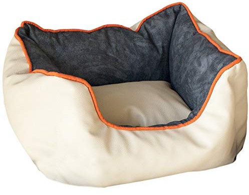 Suinga Hundebett Haustier Kunstleder Beige 80 x 68 x 23 cm. Komfortables Design für Haustiere, Bodenisolierung. Empfohlen für große Hunde