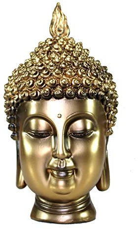 eSplanade-Buddha-Kopf-Statue für Heimdekoration | Prunkstück mit Buddha, Meditation, Bürotisch, Schreibtisch, Regal | Zen- oder Yoga-Figurengeschenke | (Goldfarben)