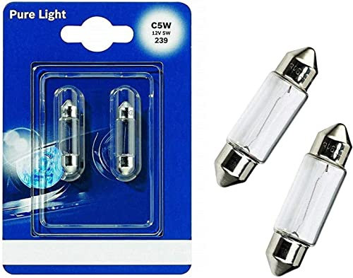2x Bosch C5W 36mm 12V 1987301004 Pure Light Innenbeleuchtung - Kofferraum Handschuhfach Kennzeichen Tür Fußraum Leselampen Lizenz - Ersatz Halogen Soffite Lampe E-geprüft