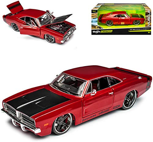 Dodge Charger R/T Coupe Rot Tuning 1969 1/25 1/24 Maisto Modell Auto mit individiuellem Wunschkennzeichen