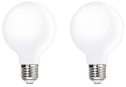 HUAMu LED E27 Edison Screw Globe G80 Glühlampe 4 W, äquivalent 40 W, milchig weiß, 3000 K warmweiß, 400 Lumen, 360 ° Abstrahlwinkel, nicht dimmbar, 2er-Pack