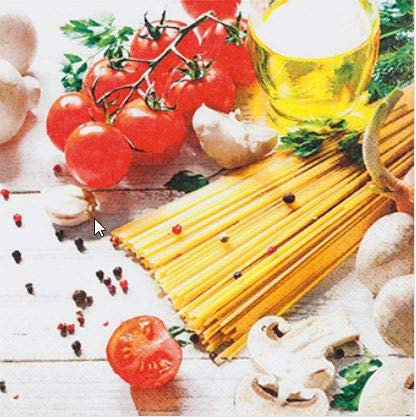 20 Servietten Pasta frisch zubereitet | Spaghetti | Essen | italienisch | Tischdeko 33x33cm