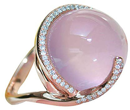 PULABO Femmes Faux Pierre De Lune Strass Incrusté Bague Bague De Noce Bijoux Cadeau Rose Cristal De Pierre De Lune Bague À Diamants LEurope Et LAmérique 14K Rose Nous 10 Excellente Qualité Qualité s