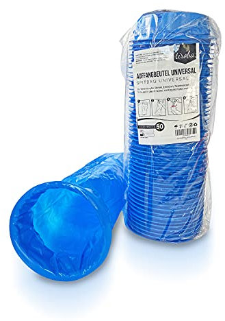 tiroba Spuckbeutel mit Mundstück - blickdicht - hohes Fassungsvermögen - Brechbeutel Kotztüte Auffangbeutel Spuckbeutel (blau 50 Stück)