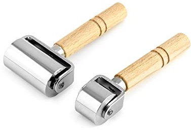 QWORK® Set of 2 Leather Glue Laminating Roller Stainless Steel Press Roller for DIY Leatherworking Leather Glue Edges Rolling (60mm, 26mm)