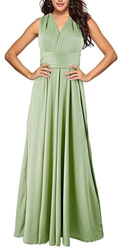 Vestido de Navidad sexy para mujer, cuello en V, espalda descubierta, plisado, sin mangas, hombros descubiertos, vestido de noche, vestido de cóctel largo, graduación, dama de honor, verde lima, L