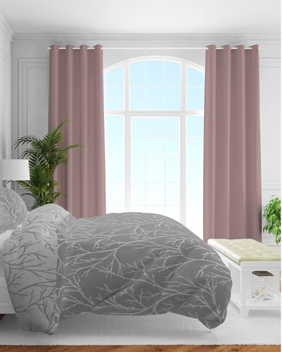 Brielle Mako Satin Bettwäsche Set, Wendebettwäsche, 100% Baumwolle/Fadenzahl 220- seidig weich, luxuriös, mit Reißverschluss, Dunkelgrau-Hellgrau, 2 teilig, Deckenbezug 135x200cm, Kissenbezug 80x80cm