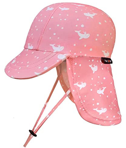 weVSwe Baby Bademütze UPF 50+ Kleinkind Sonnenhut wasserdichte Badekappe Schnell Trocknend Verstellbare Kinnriemen Rosa Wal 12-24 Monate