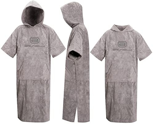 Brunelli Poncho Überzieher Bademantel Handtuch Schwimmen Kite Surfen Black 100% Baumwolle