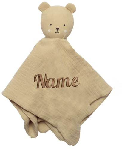 Elefantasie Schmusetuch personalisiert Baby Schnuffeltuch aus Musselin mit Namen bestick Kuscheltuch Babygeschenk Bär