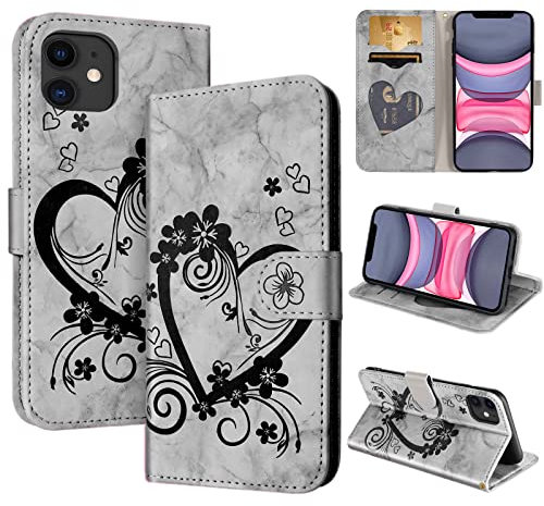 CASAFUNY Handyhülle für iPhone 11 Hülle Tasche PU Leder Flip Case Brieftasche Kartenfach Klapphülle Handytasche Case Schutzhülle für iPhone 11, Schwarz