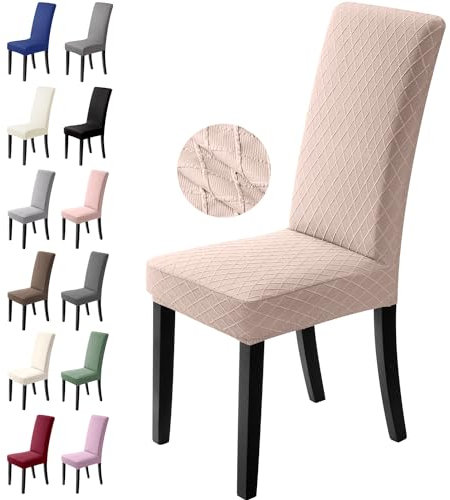 BalladHome Stuhlhussen 6er Set Stretch Stuhlbezug Stuhlüberzug Esszimmerstühle Bezug Universale Elastische Hussen waschbar Abnehmba für Hotel, Bankett, Büro, Partys Deko (6 Stück, Kamel)-L