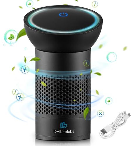 DH Lifelabs | Sciaire Portable Air Purifiers | Ions Actively Clean & Deodorize Air | Eliminates 99% Bacteria & Viruses | 3-Stage Purifier Filter for Allergies Pets | USB Powered for Car Personal Space