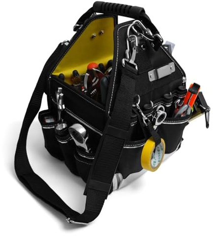 MARUTAI 10'' Small Tool Tote Bag, 43 Pockets Open Tool Bag, Tool Tote with Adjustable Straps and Waterproof, Tool Organizer Fits in All Cars/Trucks/Vans/Motorcycle
