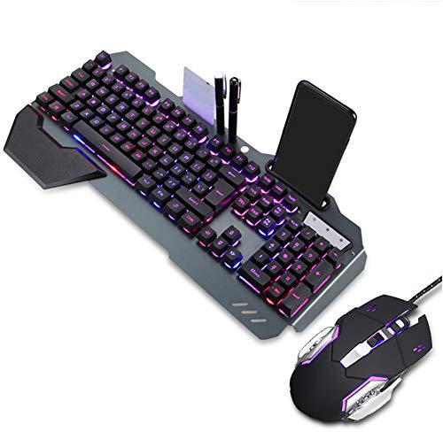 USB Wired Keyboard Mouse Set, Multifunktionale Hintergrundbeleuchtung Mechanische Ergonomische Gaming-Tastatur und Einstellung DPI Optischer Mauskamm für Desktop, Computer, PC