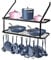 ybaymy Pan Hanger Rack Wall Mounted 75CM Pot Pan Rack for Kitchen Hanging 2 Tier Kitchen Wall Shelf with 10 Hooks for Storage and Organization Black