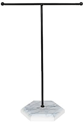 Présentoir à Bijoux, Porte-Bijoux Métal en T, Présentoir de Collier en Forme de T, Boucle d'Oreille Présentoir, Organisateur de Bijoux, Suspendu Présentoir à Bijoux pour Bracelets (Blanc + Noir)