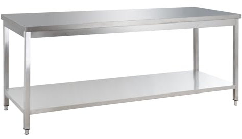 GastroHero Edelstahl Arbeitstisch I Arbeitstisch 200x70 cm mit Grundboden I ohne Aufkantung I Edelstahltisch für Gastronomie I Gasto Tisch AISI 201