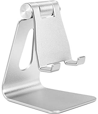 Bidponds Phone Stand,Adjustable Cell Phone Stand for Desk,Aluminum Alloy Cell Phone Cradle Cell Phone Holder for Desk,Silver