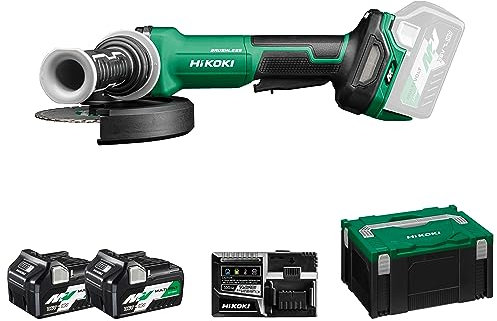 HIKOKI Akku Winkelschleifer G3615DVF (36V, 1x2,5 Ah Li-ion Akku, Schleifscheiben Ø:150 mm, Antriebsspindel:M14, Brushless Motor, Leerlaufdrehzahl:3200-8000 min-1,) Zubehör komplett im HSCIII Koffer