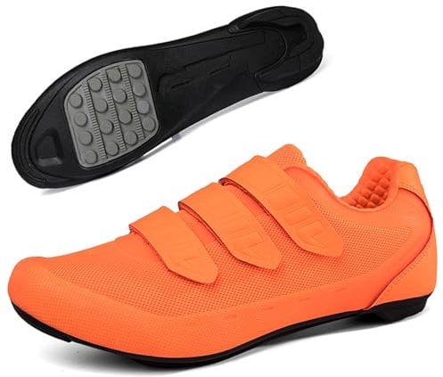 Scarpe da Ciclismo Unisex, Scarpe da Ginnastica per Bici da Strada SPD Mountain Autobloccante Scarpe da Ciclismo Uomo Donna Scarpe da Ginnastica da Bicicletta Zapatillas Ciclismo MTB,Arancia,47