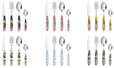 Excelsa Kimono Set 24 Posate Multidecoro, Acciaio INOX, Manico in Plastica