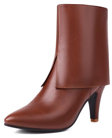 Joliss Stivaletti da Donna con Tacco a Spillo Appuntito Stivaletti Zip Stivaletti Donna Eleganti Serata Stivali da Vestito Marrone Numero 35 EU