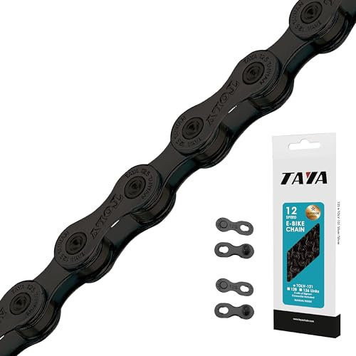 TAYA e-TOLV-121 12-Gang Fahrradkette, 136 Glieder, Titanschwarz, langlebig und leichtgängig, für E-Bike und MTB