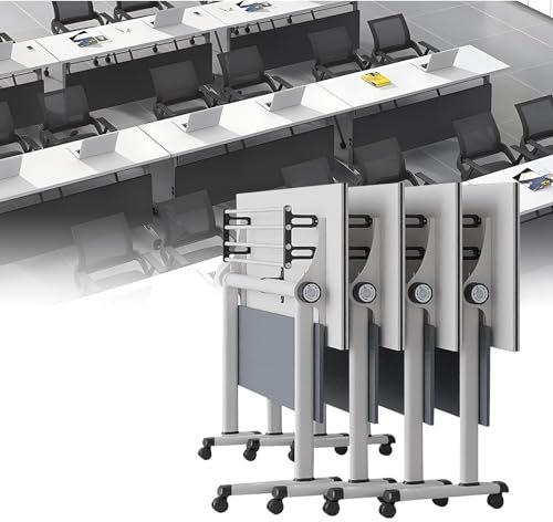 YUZDNM 4PCS Schreibtisch Klappbar - Konferenztisch - Besprechungstisch, 120 X 50 X 75 cm, Zusammenklappbarer Konferenztisch Aus Metall, Moderner Mobiler Besprechungstisch Mit Leisen Rädern