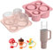 Cubitera de silicona para vasos Stanley con 3 fundas para pajitas para accesorios Stanley Cup, 4 bandejas para cubitos de hielo para Stanley Cup, molde de silicona con tapa para tazas de 30/40 oz