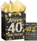 EoBeCy Geschenktüte zum 40. Geburtstag: Schwarz Gold Happy Geschenktüte mit Karte und Seidenpapier für 40 Jahre alte Männer Frauen - Geschenkpapiertüten mit Griffen für Party