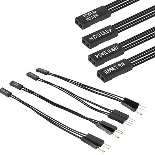 Ieron 8Pcs Dual Male to Single Female Jumper Splitter PC Motherboard Power Light-Emitting Diode Computer Switch Reset HDD Hard Drive