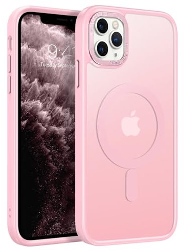 GaoBao Strong Magnetic for iPhone 11 Pro Max Case, Slim Fit iPhone 11 Pro Max Phone Case [Compatible with MagSafe] Shockproof Translucent Matte Protective Cover for iPhone 11 Pro Max 6.5, Tender Pink