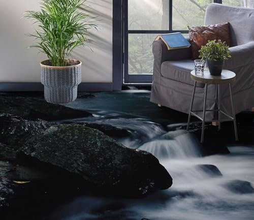 Autocollant De Sol Étanche Lac de pierre 3D, 150 * 105cm Sol Papier Peint Peintures Murales Auto-Adhésif Amovible Cuisine Bain Sol Étanche Tapis Tapis Impression Époxy