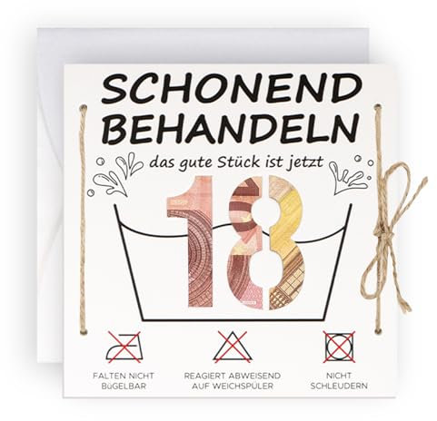 WenmthG Lustige 18. Geburtstagskarte mit Umschlag - Schonend Behandeln 18. Geburtstag - Geldgeschenk 18. Geburtstag - Geschenke zum 18. Geburtstag Jungen & Mädchen