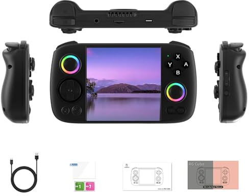 Meiurlex RG Cube Handheld Game Console with RGB lighting effect, 8+128G Android Unisoc T820 processor 3.95 Inch IPS Screen Arcade Gaming Support Bluetooth WIFI (No Games)