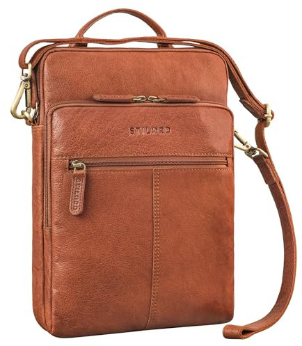 STILORD 'Stellan' Schmale Laptop-Tasche Leder 13,3-14 Zoll Herren und Damen zum Umhängen - ideal als Notebook-Tasche Echtleder Laptop Bag und Vintage Leder-Tasche, Farbe:maraska - braun
