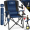 KESSER® Campingstuhl faltbar bis 160 kg | Angelstuhl Faltstuhl Klappstuhl Gepolstert mit Armlehnen | Campinglicht und Getränkehalter + Tasche mit hoher Rückenlehne | Strandstuhl mit Angelhalterung
