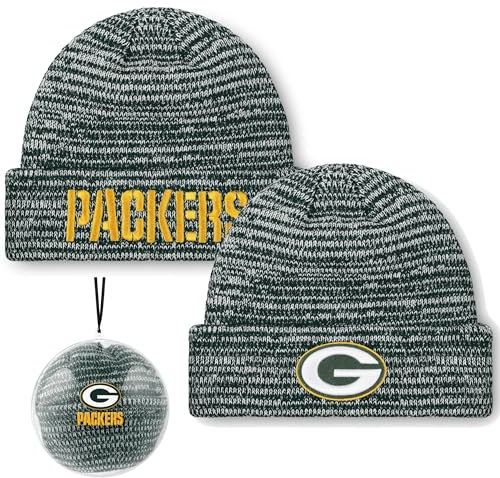 FOCO NFL Strickmütze für Erwachsene, offizielles Lizenzprodukt, für kaltes Wetter, mit Bündchen, transparent, Ball-Ornament, Green Bay Packers, Einheitsgr��e