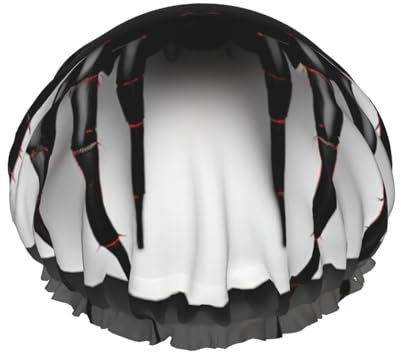 Bonnet de douche avec imprimé araignée noire, élastique et réutilisable, double couche, imperméable