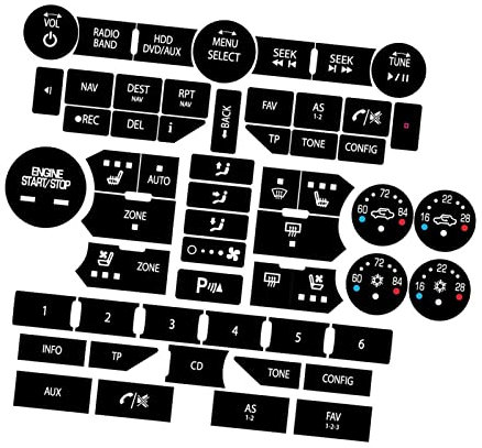 JJRFVBGT Compatible avec Saab 9-5NG 9-4X Noir Voiture Climatisation Radio/climatisation A/C Bouton De Commande Kit De Réparation Bouton Autocollant Réparation Décalcomanies Bouton Autocollant