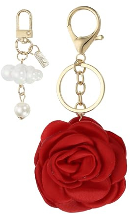 PATIKIL Porte-Clés en Forme de Fleur Rose, Breloques Émaillées Porte-Clés Mignons Accessoires Pendentif pour Sac à Main Clef Voiture Téléphone Portefeuille