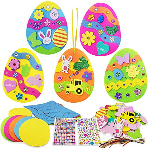 Luckeey 15 Stück Ostern Basteln Kinder Ostereier Anhänger, Kreative Osterbasteln mit Kindern, mit Moosgummi Teilen, Osterdeko zum Basteln für Ostern