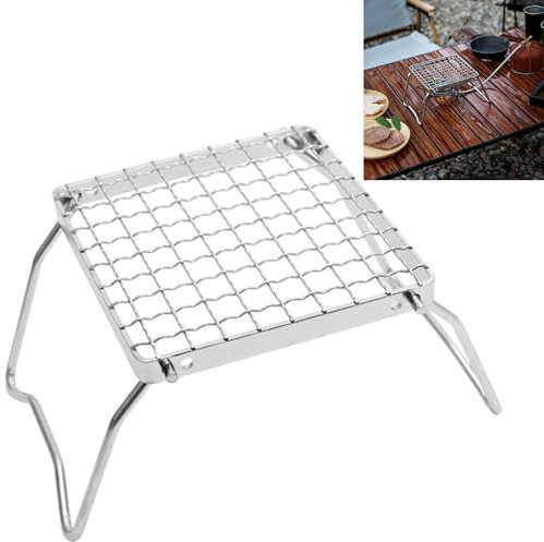 Syiyunran Grille Cuisson Broiler Gril Portable Pliable - 1 Pièce, Argent, Support Plaque en Acier Inoxydable, Cuiseur Vapeur, Convient Pour la du Thé Sur Cuisinière, Pique Nique, Barbecue, Camping